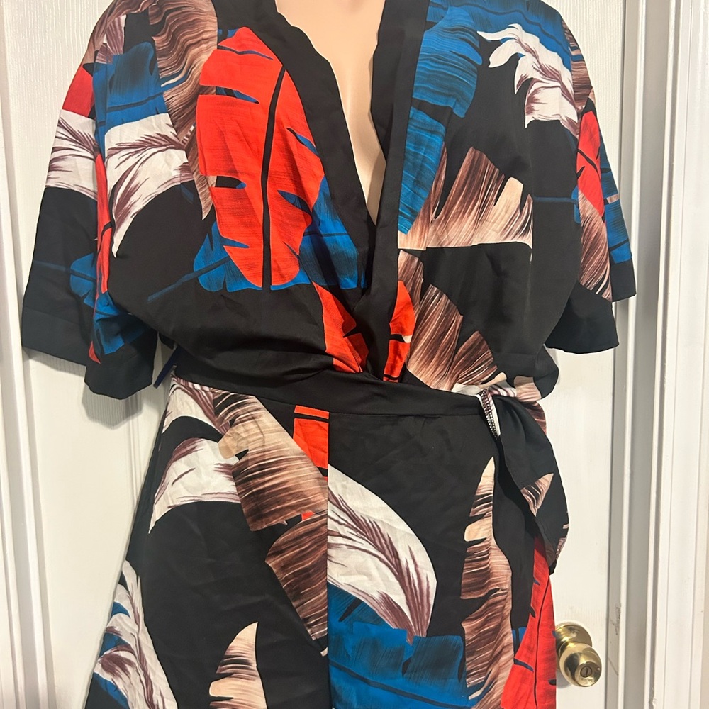 Tropical Print plus size 2 price cover up set .